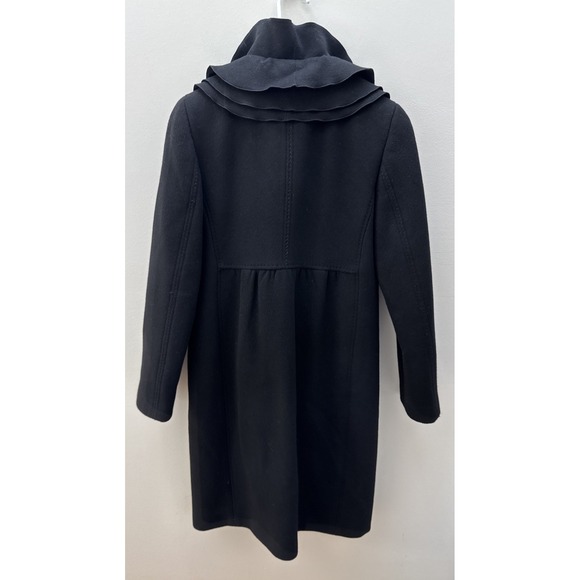 Elie Tahari Woman's Black 100% wool ruffle front Coat Size X-Small - Picture 6 of 16